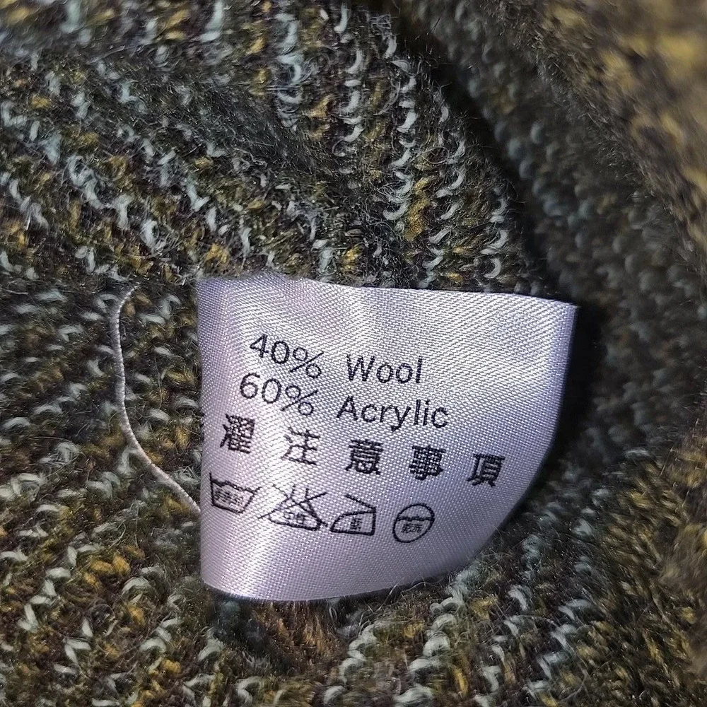 VTG X + Y Knit Wool XL Sweater Acrylic‎ Green Animal Pattern Knit Crewneck 1990s
